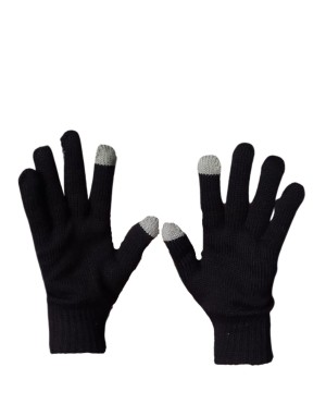 Mens Pure wool Touch Screen Gloves Black