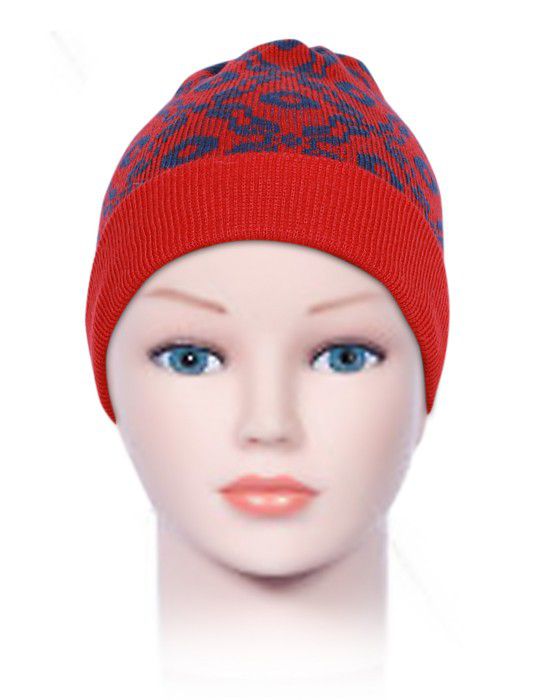 Acrylic Kids Cap Jacquard Red and Blue