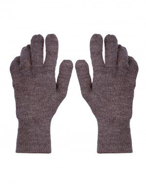 Acrylic Wool Hand Gloves Plain Brown