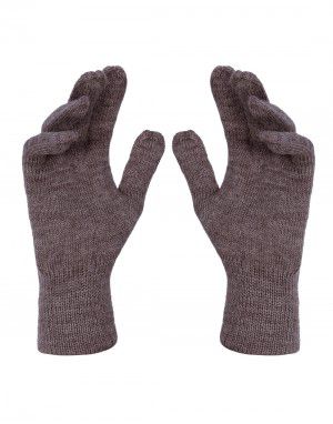 Pure Wool Hand Gloves Plain Brown