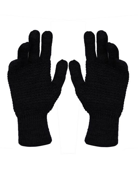 Pure Wool Hand Gloves Tuck Black