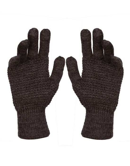 Pure Wool Hand Gloves Tuck Brown