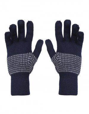 Pure Wool Hand Gloves Designer Navy