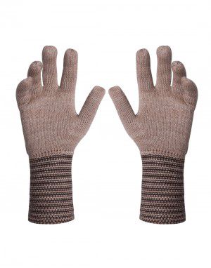 PURE WOOL EXTRA LONG HAND GLOVES DESIGNER BROWN