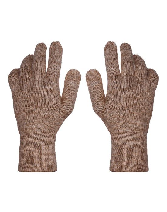 Pure Wool Hand Gloves Plain ladies Brown