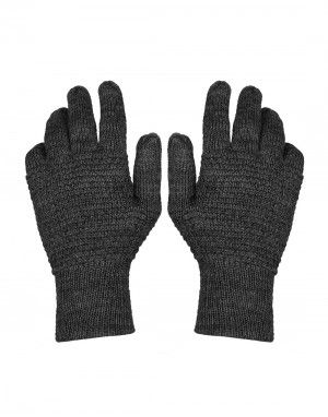Womens Pure Wool Gloves Tuck Black