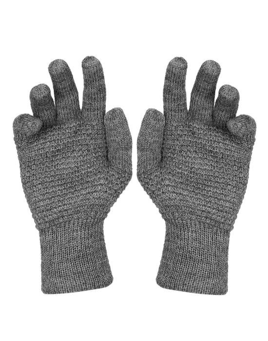 Womens Pure Wool Gloves Tuck Grey