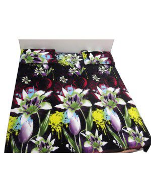 Bedsheet Greenish flower design with 2 pillow Cover