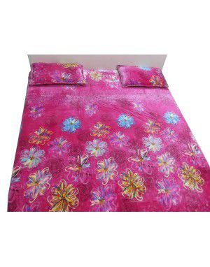 winter double bedsheet with 2 pillow cover pink