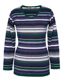 Girls Top Acrylic Wool With Stripes Round Neck