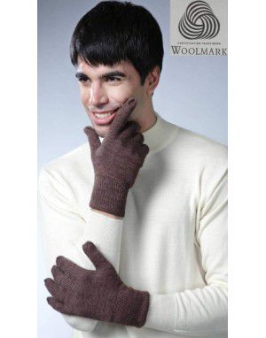 Pure Wool Hand Gloves Plain Brown