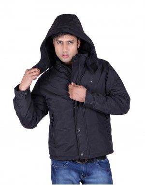 Mens Jacket Full Sleeve with Fur Black