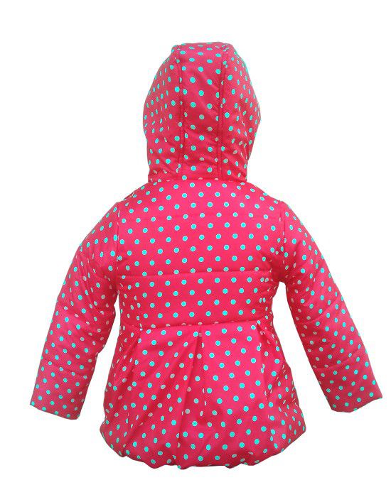 Girls Hooded Dotted Jacket Pink