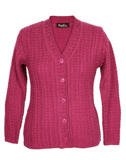 Shop Lady Cardigan Full sleeves Pink at Woollen Wear