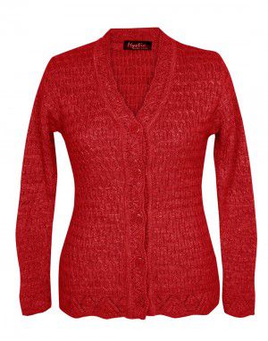 Lady Cardigan Full sleeves red