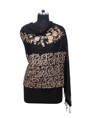 Women Stole hand embroidery black