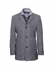 Men Coat Grey Self Designed