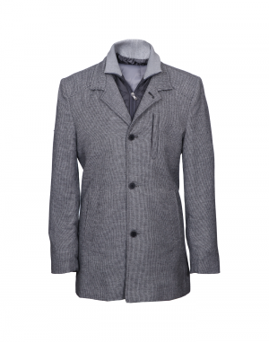 Men Coat Grey Self Designed