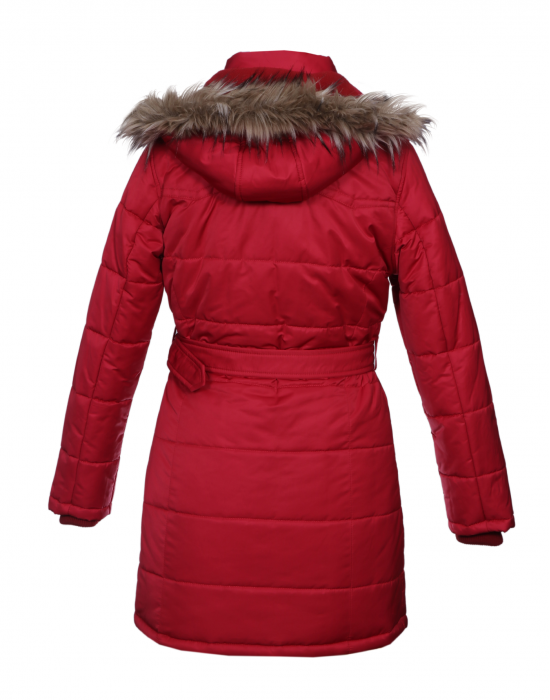Womens Jacket Red Belted 