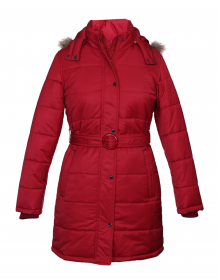 Womens Jacket Red Belted 