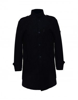 Men Coat Wool Black
