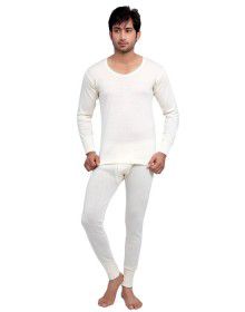 Mens Pure Wool Plus Size FS thermal set Cream