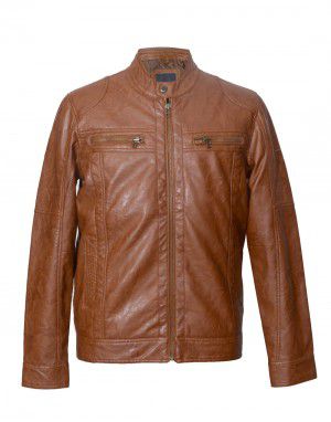Mens Jacket PU Leather Brown