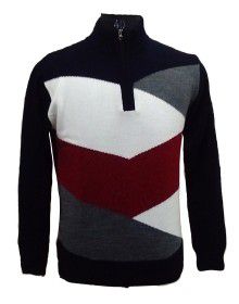 Men Sweater Design With Front Short Zip Maroon