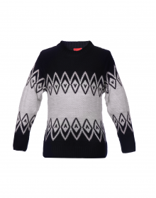 Baby Boy Sweater Black Tile Printed Designer