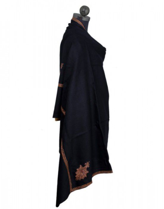 Kashmiri embroidery designer shawl black