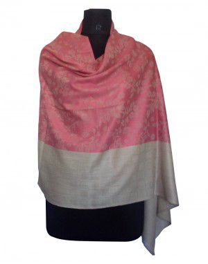 Woolblend Printed Stole Pink Cream