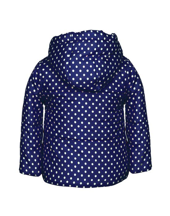 Girls Hooded Dotted Jacket Navy