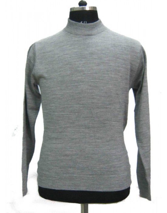 Mens T Neck Basic Sweater Grey