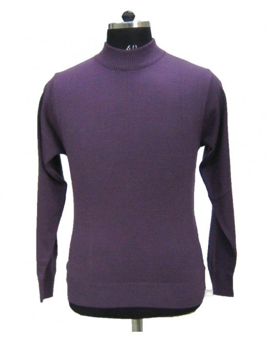 Mens T Neck Basic Sweater Purple