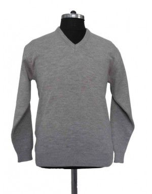 Men pure wool sweater plain heavy grey