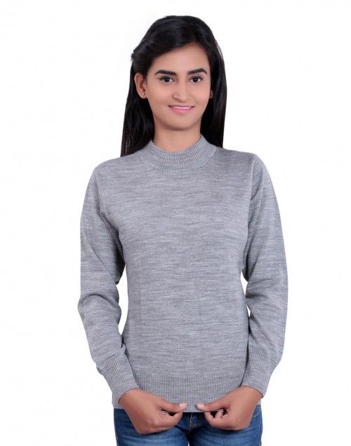 Shop Girls Sweater Plain Grey Mix Colour at Woollen Wear