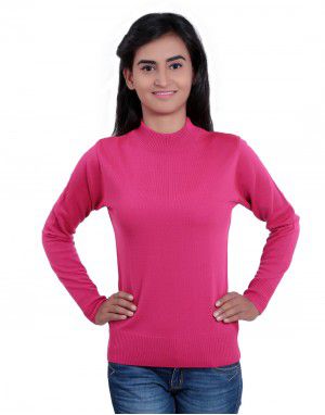 Womens T Neck Basic Sweater Pink