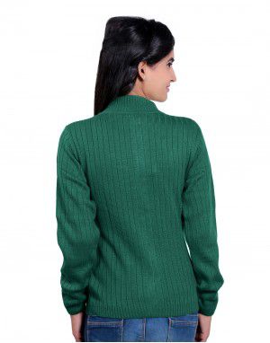 Girls Sweater Long Stripes Green Colour