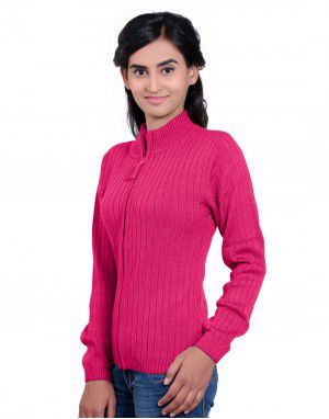 Girls Sweater Long Stripes Rose Colour