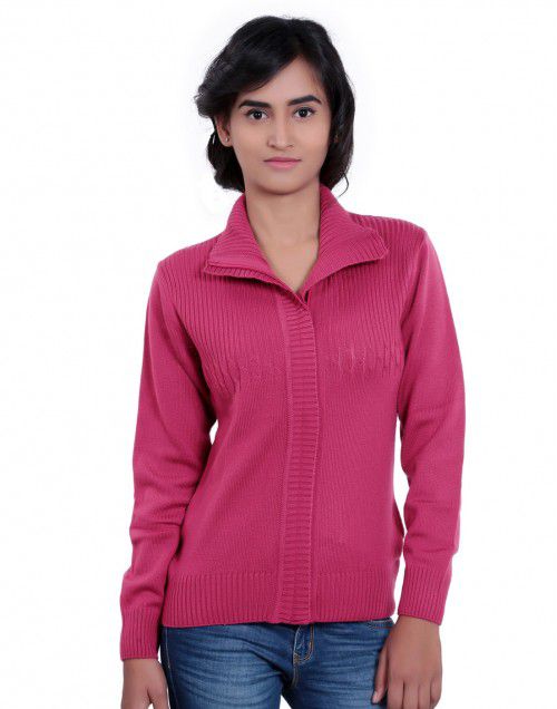 Shop Girls Sweater Front Design Pink colour at Woollen Wear
