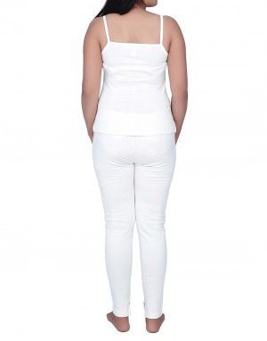 Women Cotton Lycra Camisole warmers Set White