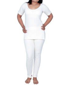 Women Cotton HS Warmers Set Slip Type White