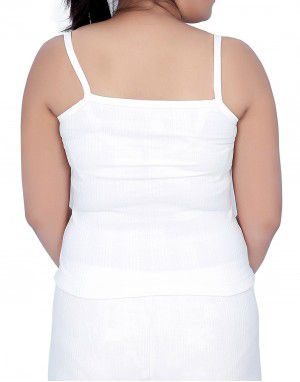 Women Cotton Lycra Camisole Body warmers White