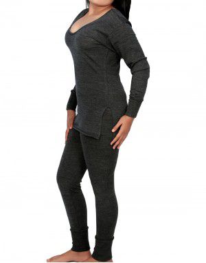 Women Merino Wool FS Slip Type Thermal Set Dark Grey