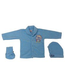Baba Suit Teddy Design and Bootie Skyblue