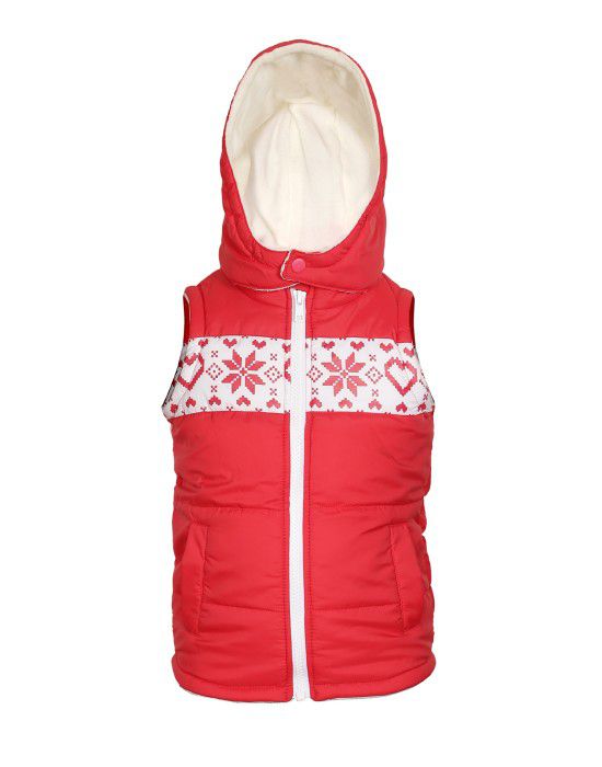 Toddlers Girls Quilted Sleeveless Jacket Red