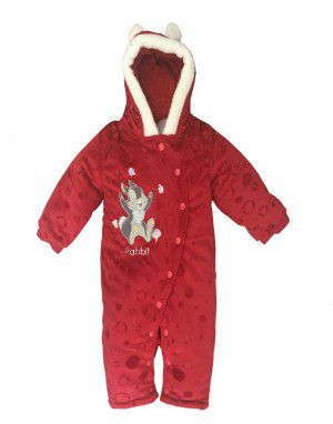 Toddlers Hooded Front Open Single Piece Suit Red