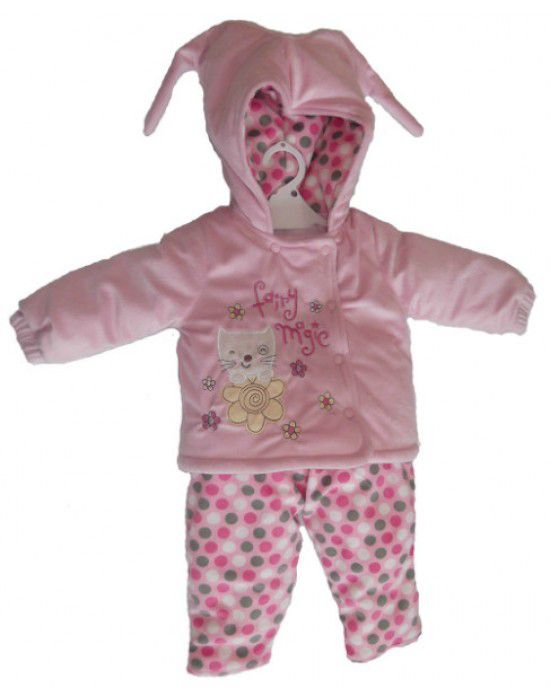 Baby Girl Hooded Two Piece Pink Suit
