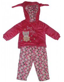 Baby Girl Hooded Two Piece Dark Pink Suit
