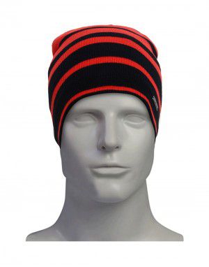 unisex woollen cap stripes with fleece inside red